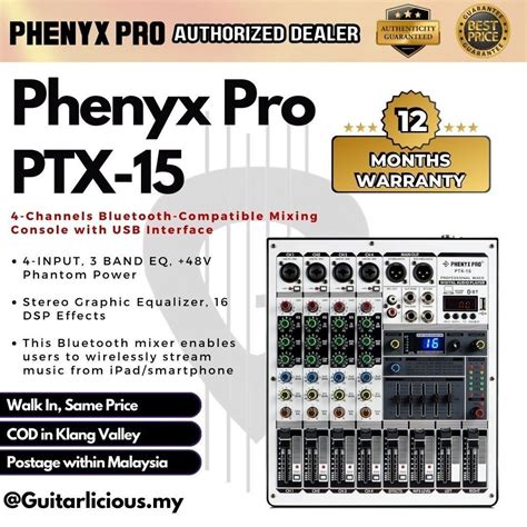 Phenyx Pro Ptx Channels Bt Compatible Mixing Console W Usb