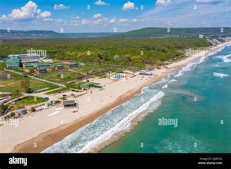 Aerial view of a beach in Bulgarian village Kranevo Stock Photo - Alamy