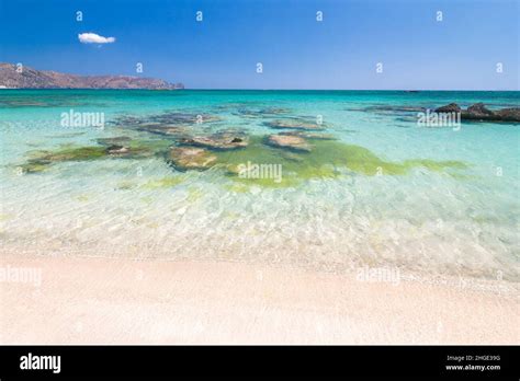 The Elafonissi Beach With Crystal Clear Water Lagoon In The Southwest