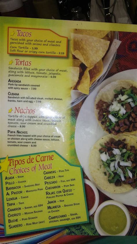 Menu At Taqueria Durango Restaurant Overland