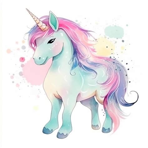 Un Unicornio Con Melena Arco Ris Y Cola Rosa Foto Premium