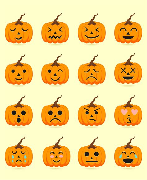 halloween pumpkin face set 15014843 Vector Art at Vecteezy