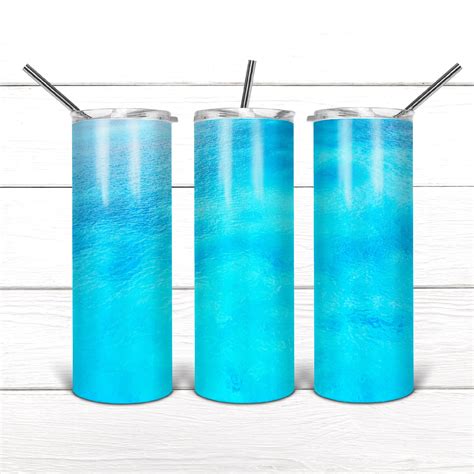 20 Oz Skinny Tumbler Blue Sea Wrap Tapered Straight Template Etsy