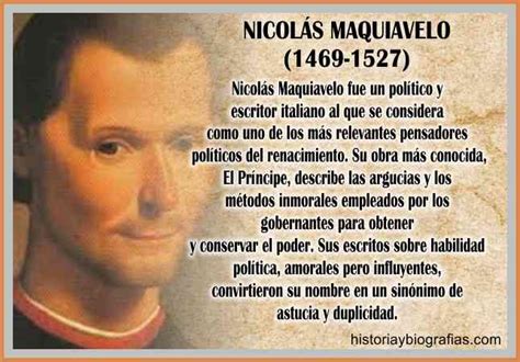 Biografia De Nicolas Maquiavelo Perfil Del Principe E Ideas Politicas