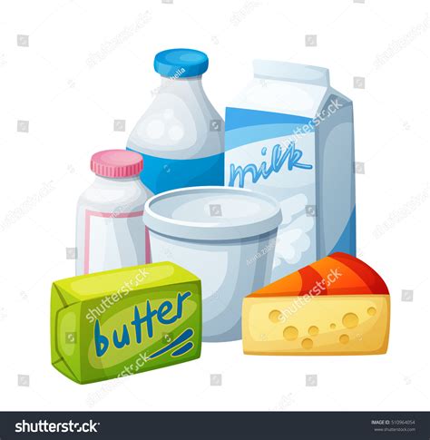 Dairy Products Milk Food Cartoon Vector เวกเตอร์สต็อก ปลอดค่าลิขสิทธิ์ 510964054 Shutterstock