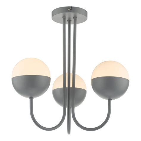 Andre Contemporary 3 Light Ceiling Pendant Light In Grey Finish