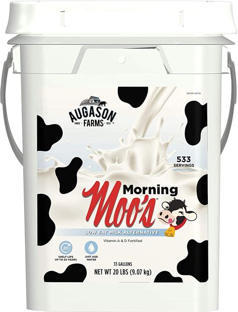 Augason Farms 20LBS of Morning Moos Powdered Milk Bucket | Freedom Gear