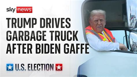 Donald Trump Stages Garbage Truck Stunt Following Joe Bidens Comments