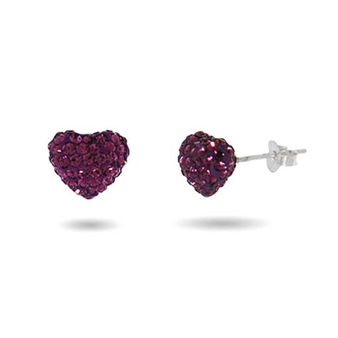 Dazzling Amethyst Swarovski Crystal Purple Heart Earrings Eves Addiction®