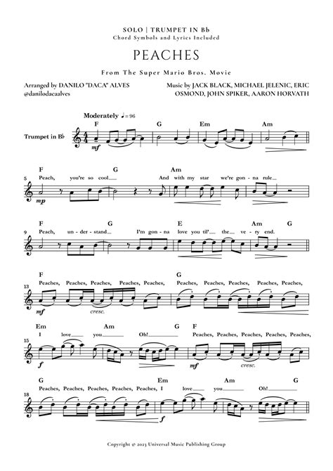 Peaches Jack Black Easy Sheet Music At Claude Clarke Blog