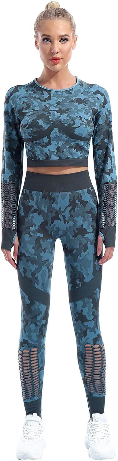 Ttao Damen Trainingsanzug Camouflage Printed Jogginganzug Zweiteiler