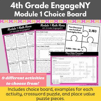 Grade 4 Module 1 Eureka EngageNY Choice Board Place Value Games