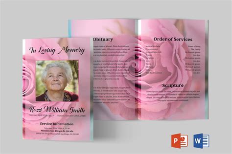 Pink Rose Funeral Program Template Funeral Program Template Word And Powerpoint Printable