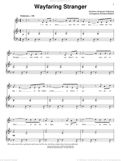 Wayfaring Stranger Sheet Music For Voice Piano Or Guitar [pdf]