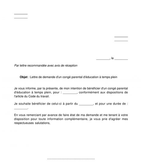 Exemple Lettre Demande De 80 Congé Parental Le Meilleur Exemple