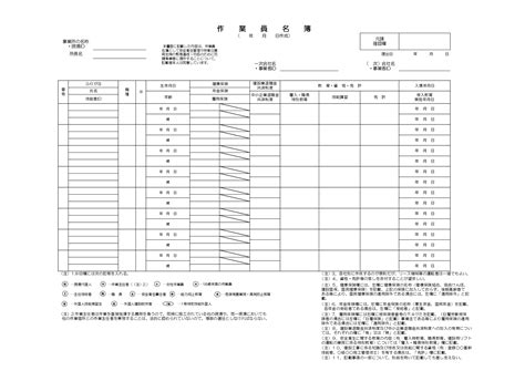 作業員名簿（エクセル） テンプレート 給与計算ソフト「マネーフォワード クラウド給与」