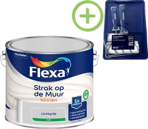 Flexa Strak Op De Muur Muurverf Mat Liter Licht Grijs Flexa