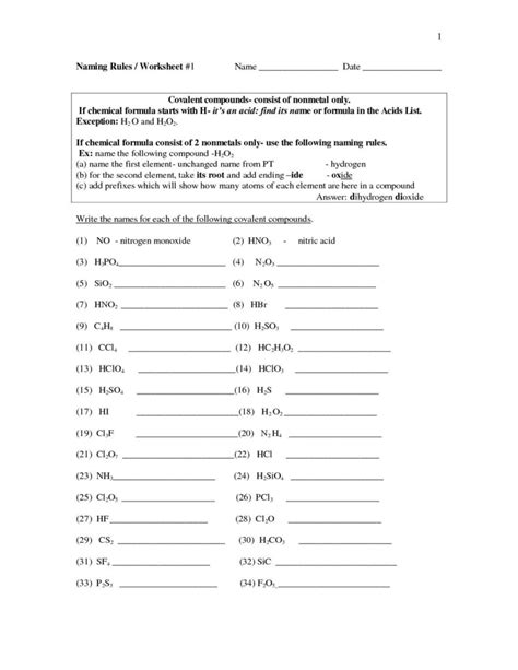 Naming Covalent Compounds Worksheet Chemfiesta Compoundworksheets