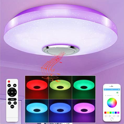 Plafonnier Led W Avec Haut Parleur Bluetooth Intelligent Avec