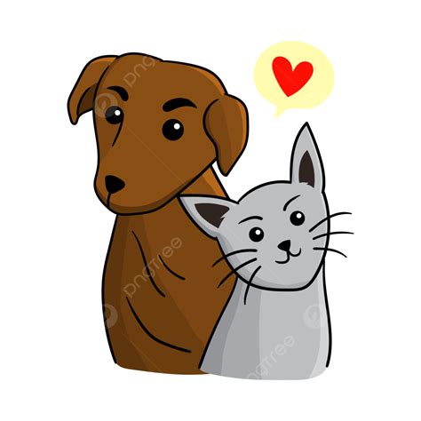 Cute Cat And Dog Full Of Love Vector Illustration Vector Paint Dog