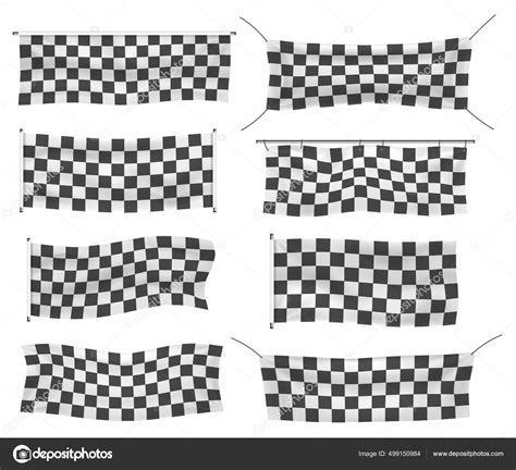 Set Of Checkered Racing Waving Banners Flag Stock Vector Image By