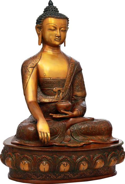 20 Lord Buddha In Earth Touching Gesture Wearing A Fullly Carved Robe