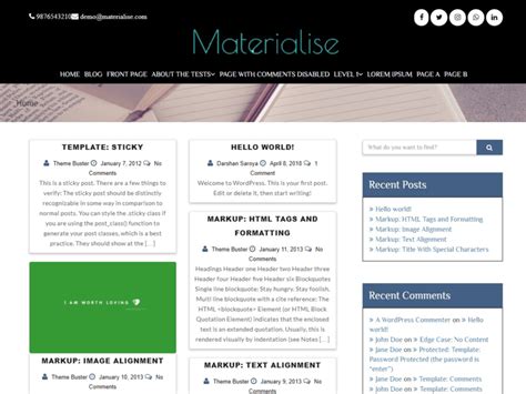 Materialise Free Bootstrap WordPress Theme Freebie Supply