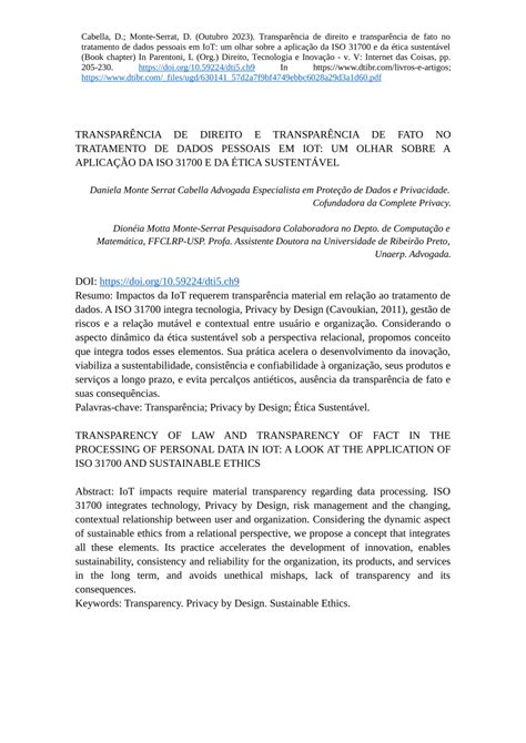 Pdf TransparÊncia De Direito E TransparÊncia De Fato No Tratamento De Dados Pessoais Em Iot