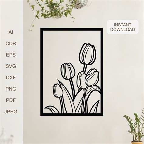 Tulips Svg Dxf Pdf Laser Cut Files Svg Files For Cricut Dxf Etsy