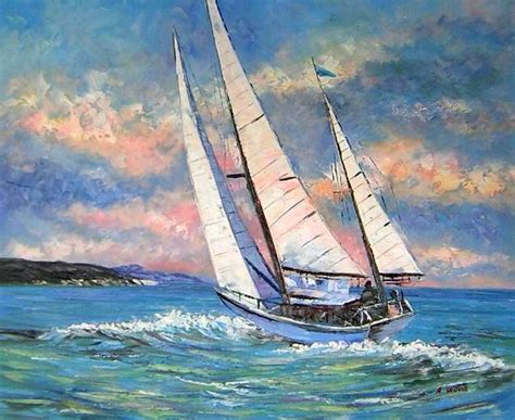 Tableau Paysage Marin Voilier En Merl Paysages Marins En Peinture