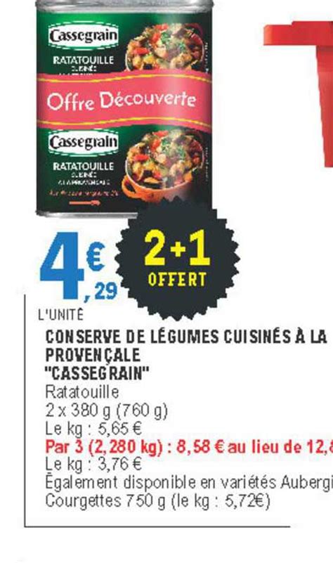 Promo Conserve De Légumes Cuisinés à La Provençale cassegrain chez E