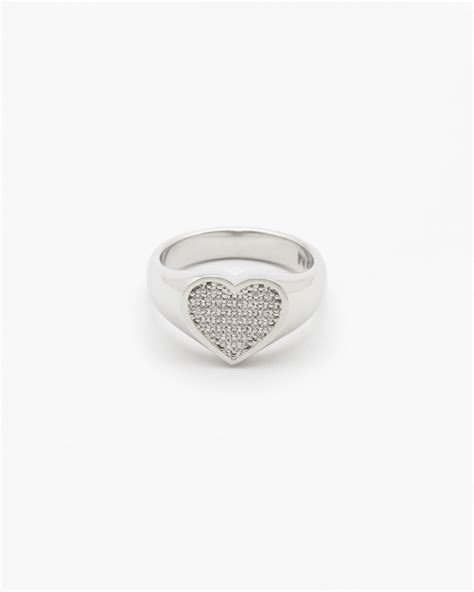 Cubic Zirconia Heart Shaped Signet Ring Nove25