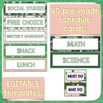 Schedule Cards Editable Tropical By Drop Your Anchor Tpt