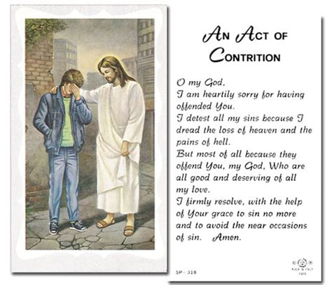 Act Of Contrition Boy Catholic Prayer Holy Card With Prayer On Back