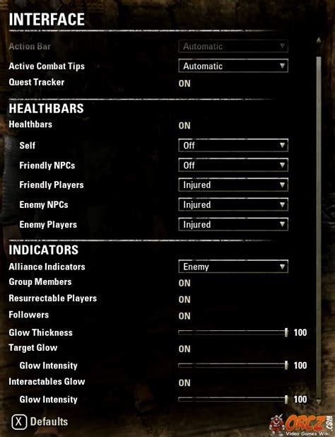 Eso Interface Settings The Video Games Wiki