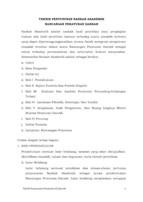 Pdf Teknik Penyusunan Naskah Akademik Pdf Filenaskah Akademik Pada