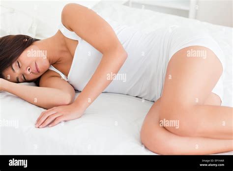 Sleeping Brunette Woman Stock Photo Alamy