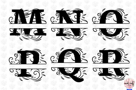 Floral Split Alphabet Monogram Svg EPS DXF PNG File