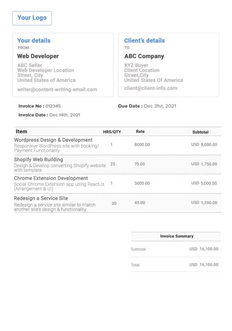 Invoice Template Html With Css Free Download 55 Koleksi Gambar