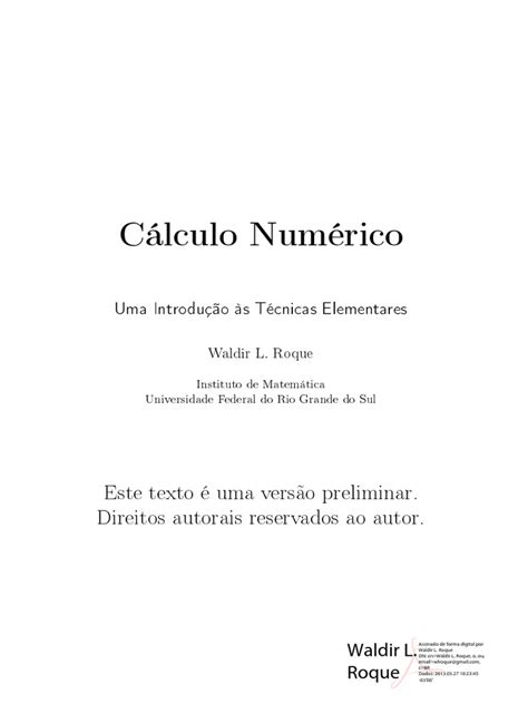 Calculo Numérico Pdf Decimal Análise Numérica