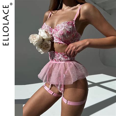 Ellolace Fancy Lingerie Fairy Ruffle Underwear 3 Piece Fine Luxury