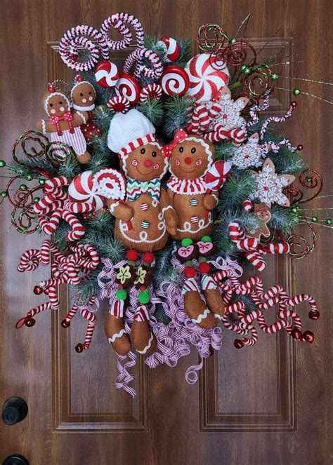 Gingerbread Wreath Christmas Wreath Gingerbread Decor Gingerbread Front Door Gingerbread