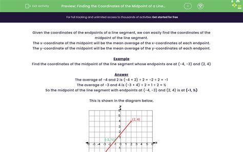 Find The Coordinates Of The Midpoint Of A Line Segment Worksheet Edplace