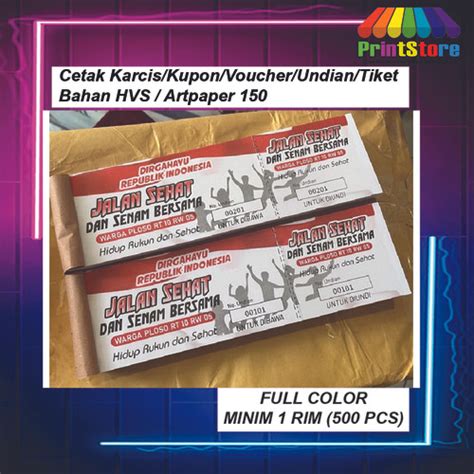 Jual Cetak Karcis Kupon Voucher Undian Tiket Bahan Hvs Artpaper