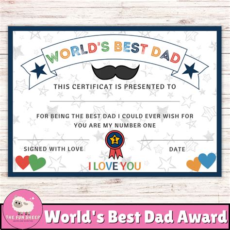 World S Best Dad Award Printable Father S Day Certificate