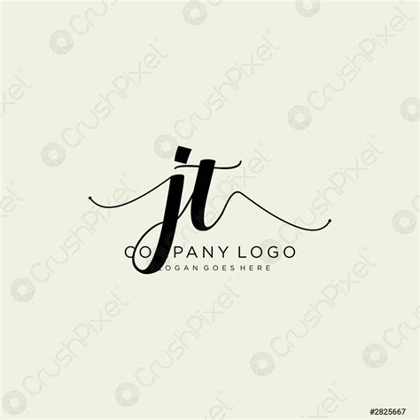 Initial Jt Handwriting Logo With Circle Template Vector Stock Vector