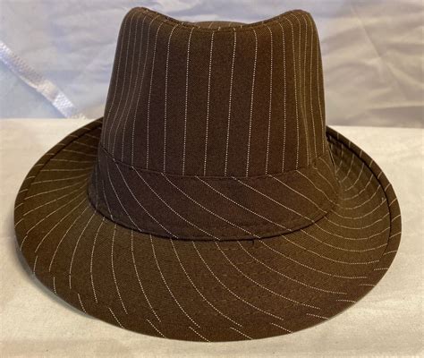 Fedora Hat Classic Brown Pinstripe Fedora Etsy