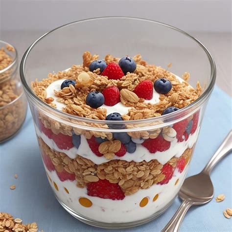 Premium Ai Image Yogurt Parfait With Fruits And Granola Generated By Ai