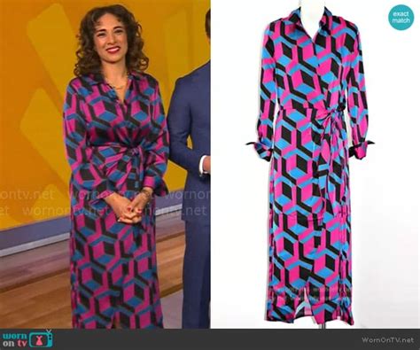 Wornontv Michelle Millers Blue And Pink Geometric Print Dress On Cbs