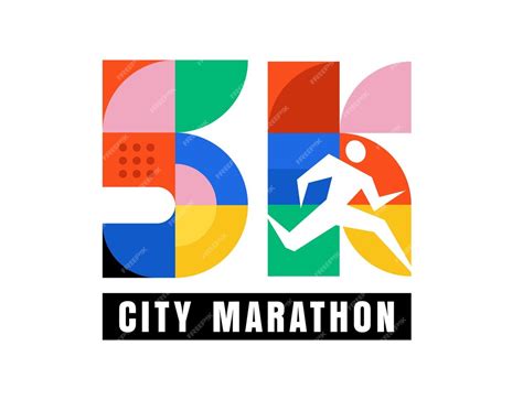 premium vector run marathon concept design geometric colorful modern